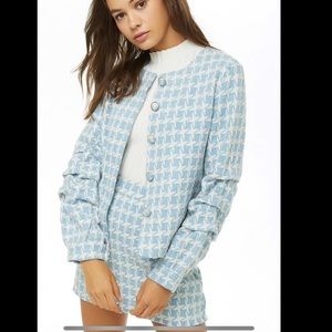 COPY - Forever21 baby blue Houndstooth skirt jacket set
